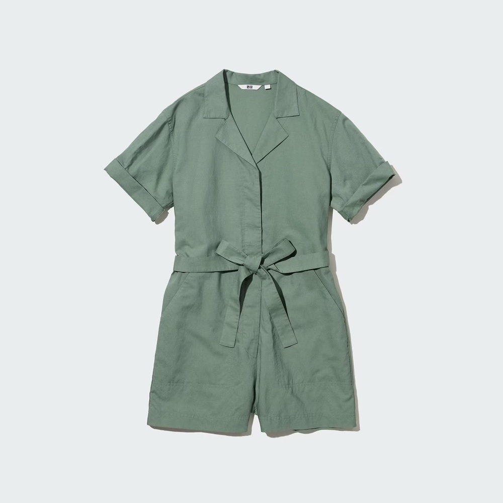 Uniqlo Linen Blend Short Sleeve Romper